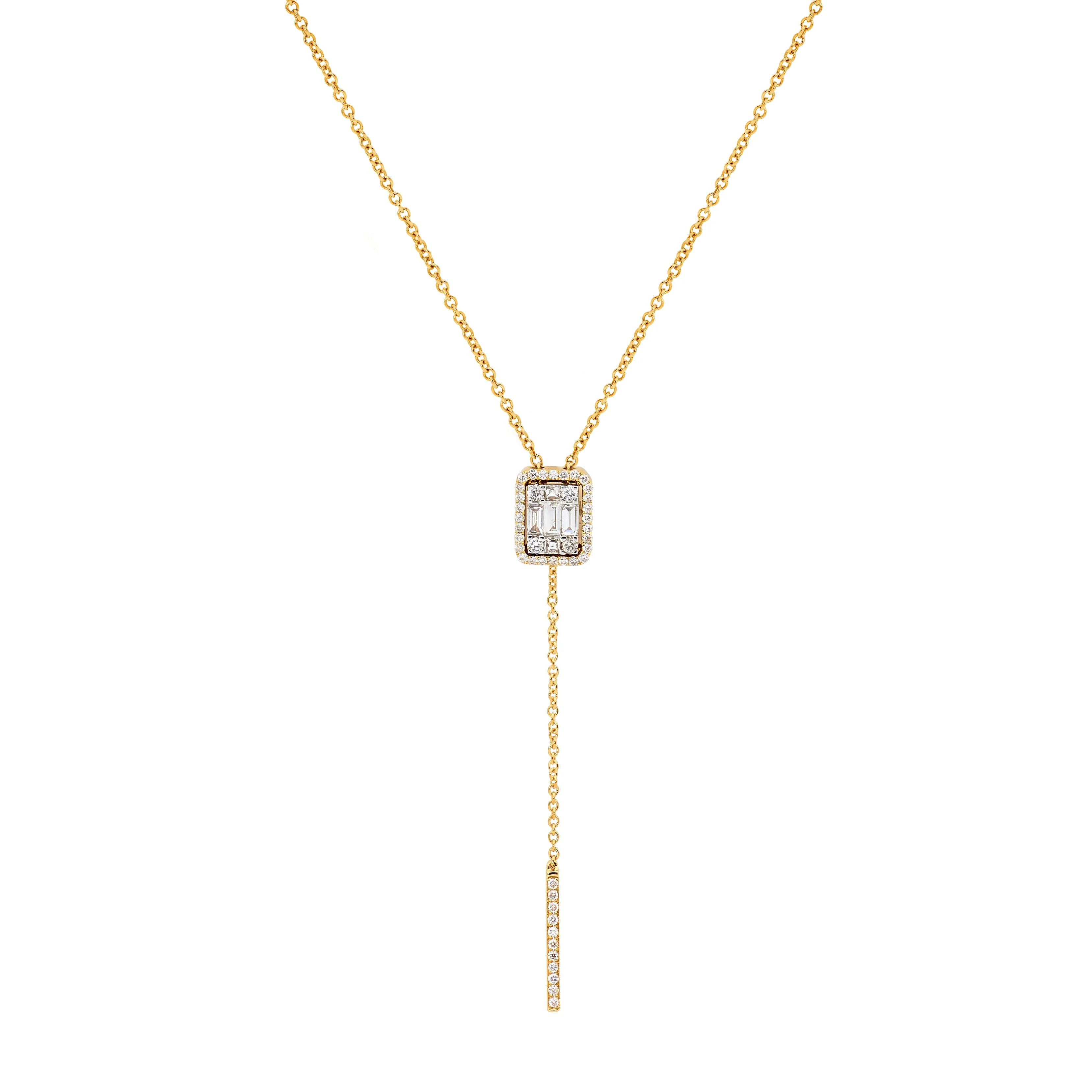 Art Deco Diamond Drop Necklace with Diamond Pull Bar - Image 3
