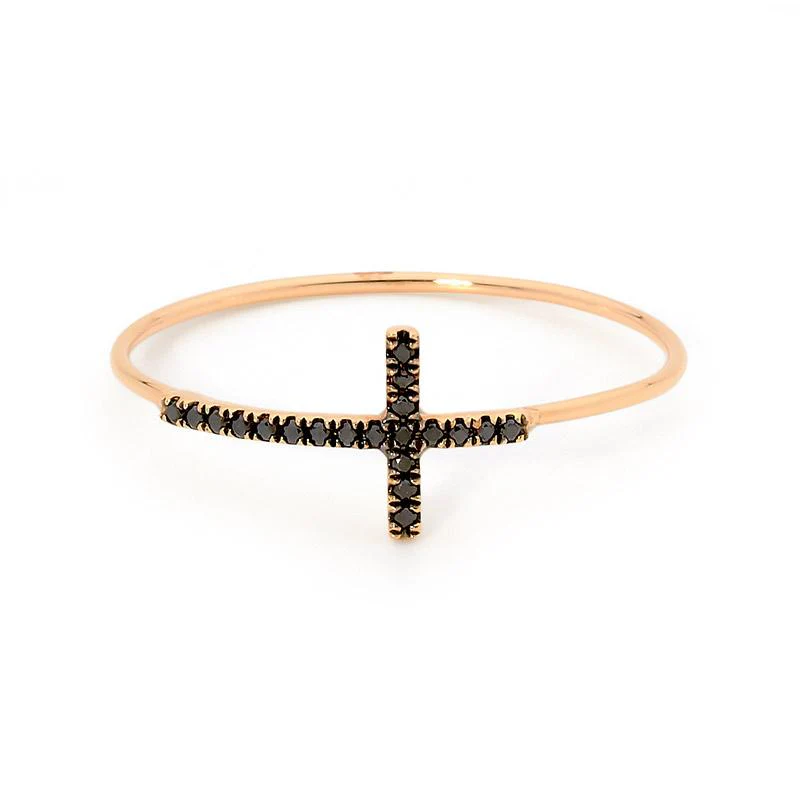 Gold & Black Diamond Cross Ring - Image 4