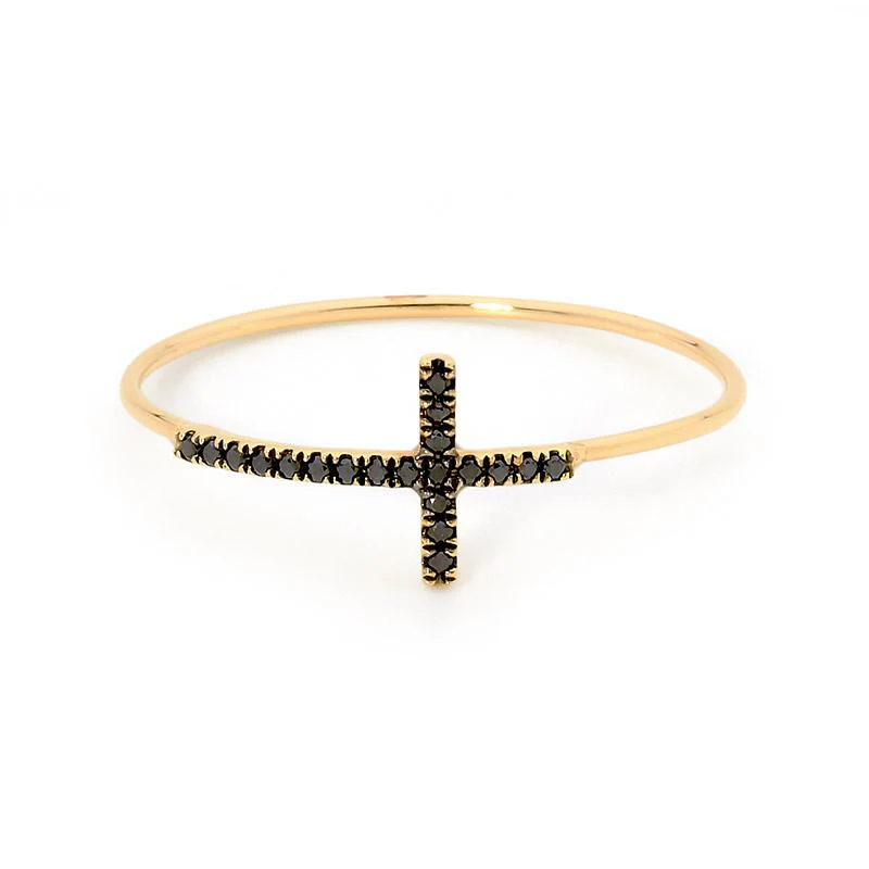Gold & Black Diamond Cross Ring - Image 5