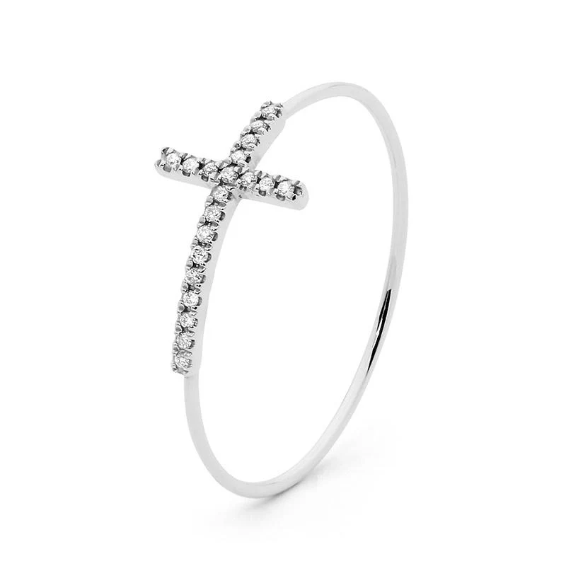 Gold and Diamond Cross Ring - Image 3