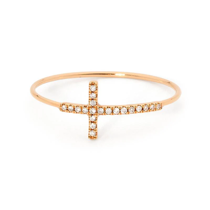 Gold and Diamond Cross Ring - Image 4
