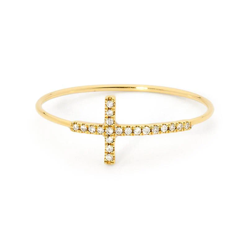 Gold and Diamond Cross Ring - Image 5