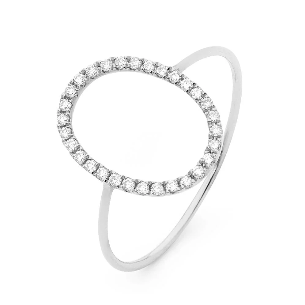 Oval Silhouette Fine Diamond Ring - Image 3