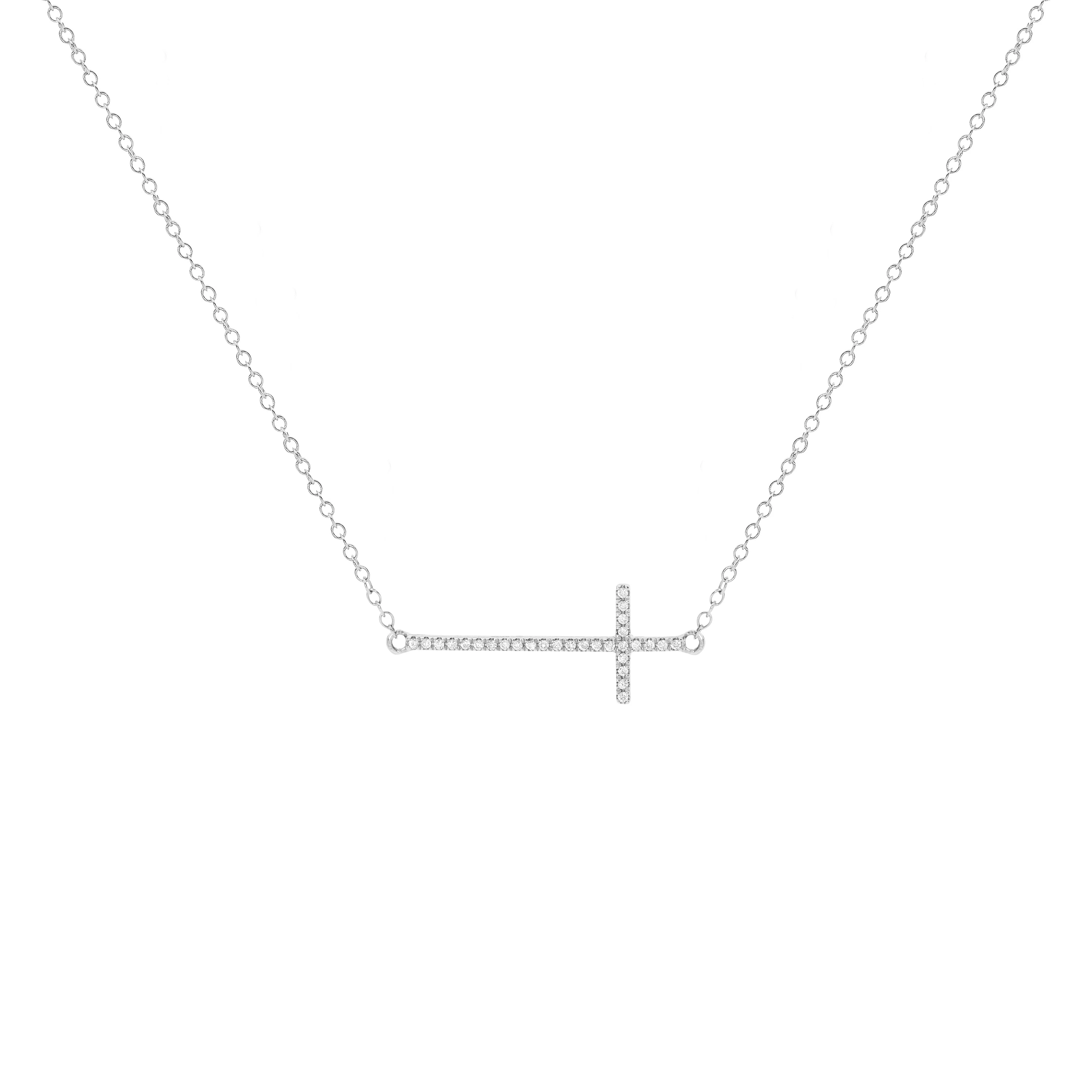 Reclining Cross Diamond Necklace - Image 3