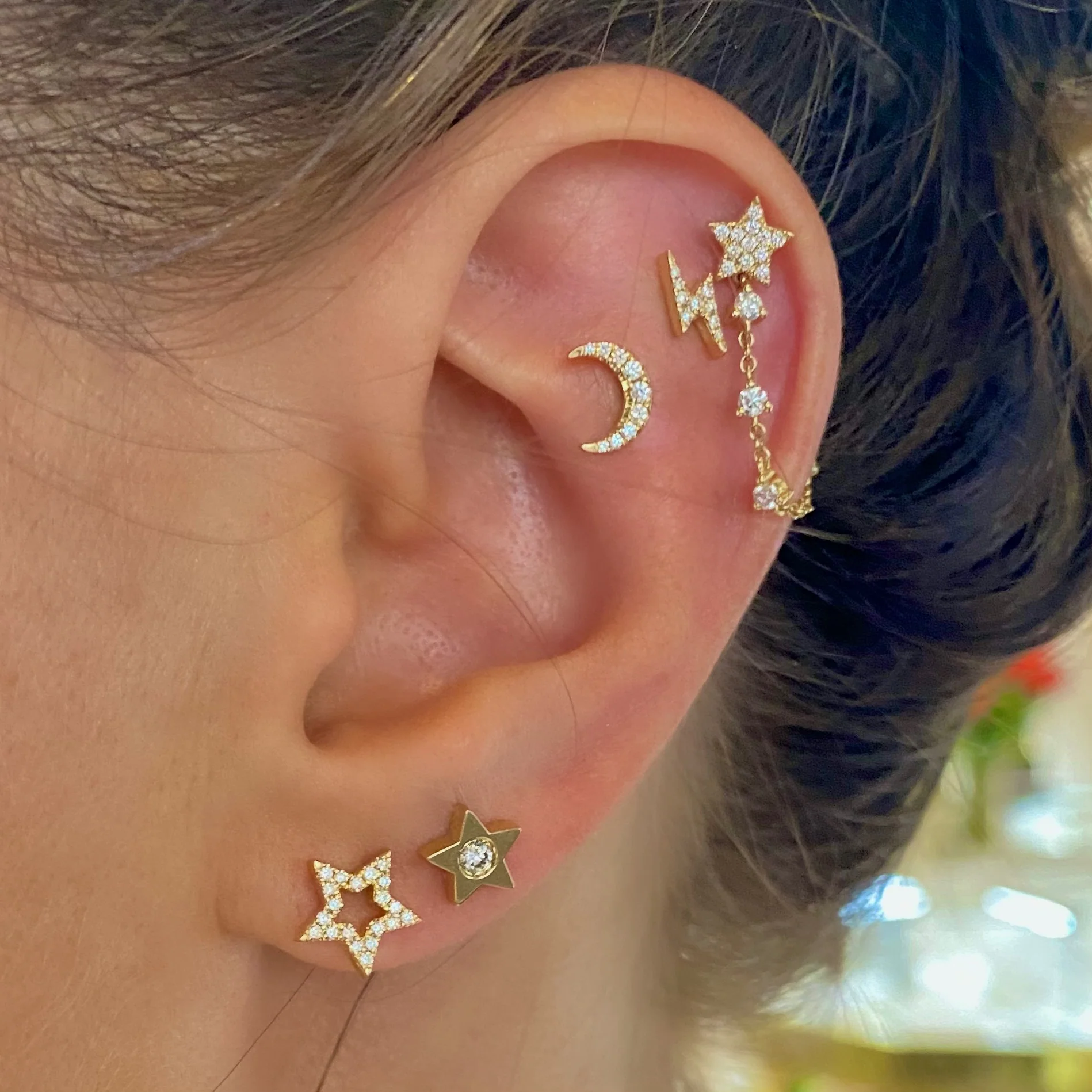 Stardust Drop Chain Earrings - Image 4